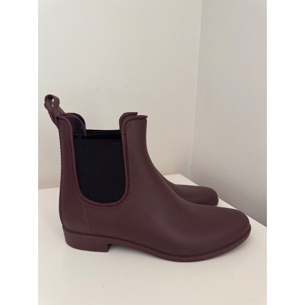 J.Crew Womens Burgundy Matte Chelsea Rain Boots Waterproof Ankle Booties Size 9